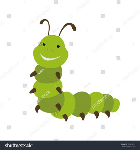 Cute Green Caterpillar Cartoon Stock Vector Royalty Free 703415371