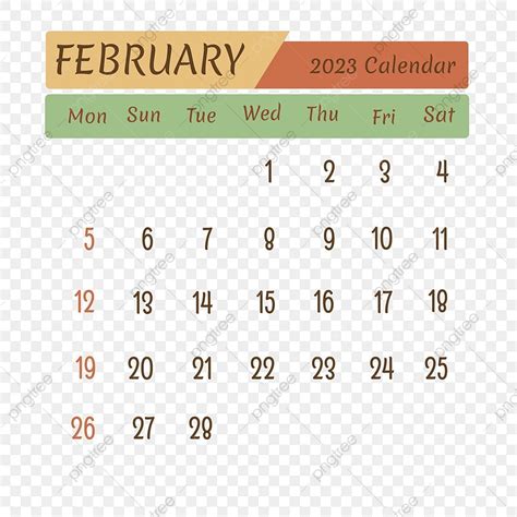 Kalender 2023 White Transparent Kalender Bulan Februari 2023 2023