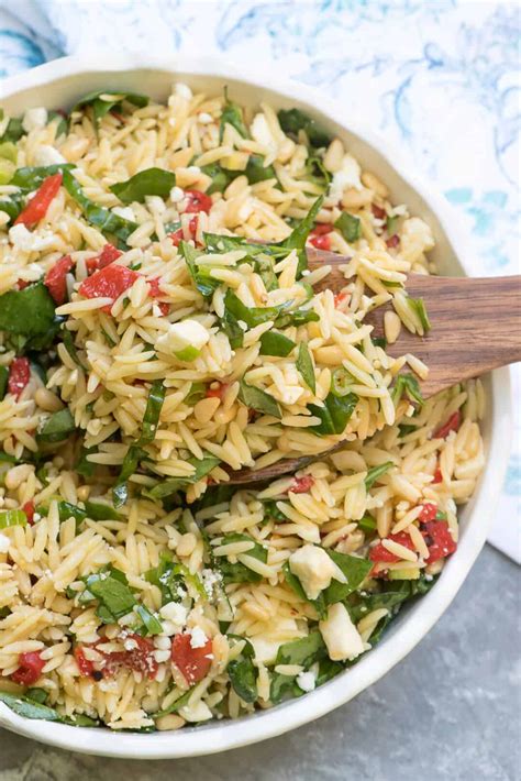 These are just the basic salad ingredients. Orzo Salad with Roasted Red Peppers, Spinach, and Feta ...
