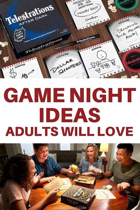 A Group Of People Sitting Around A Table With Some Books On It And The Words Game Night Ideas