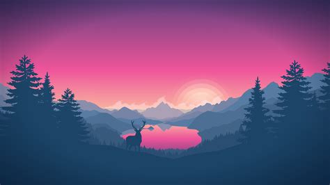 Pink Sunrise In The Mountains Minimal Landscape Backiee