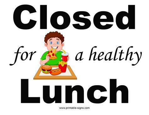 Closed For Lunch Printable Sign Printable Signs