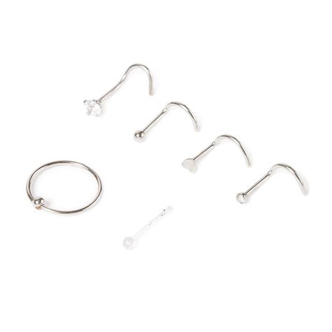 20g Assorted Nose Ring And Studs Set Of 6 Claires Nose Rings Hoop