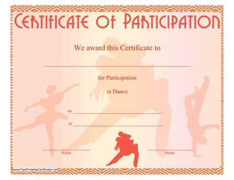 Free Printable Dance Certificate Template Printable Templates Free