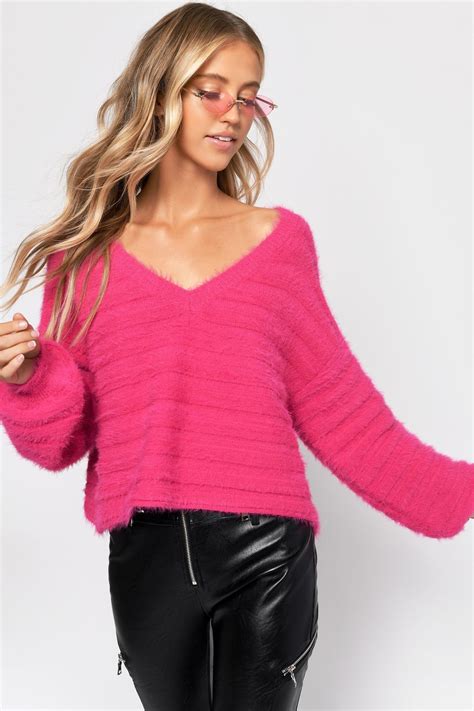 Tobi Sweaters Cardigans Womens You Re Not Alone Pink Fuzzy Sweater