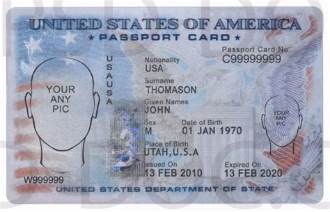 Passport Card Usa Front Side Psd Store