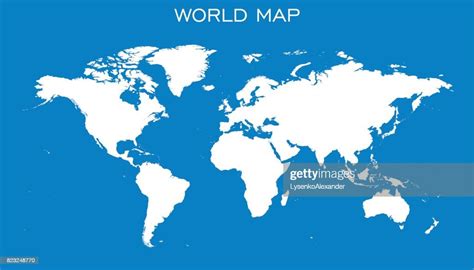 Blank White World Map Isolated On Blue Background World Map Vector