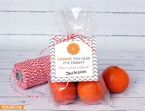 Free Printable Orange You Glad Its Friday T Tags Instant Downlo
