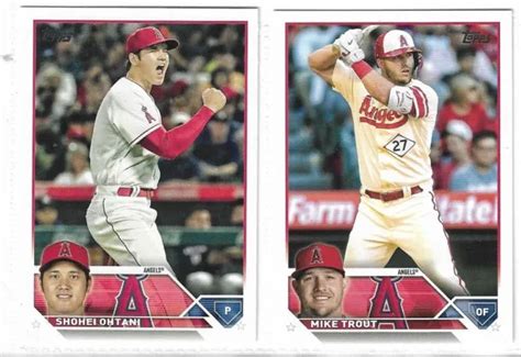 Mike Trout Shohei Ohtani Angels 2023 Topps Series 1 Base Cards