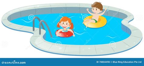 Two Kids In Swimming Pool Royalty Free Illustration