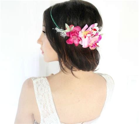 Tropical Flower Crown Orchids Wedding Headpiece Bridal Tiara Hair
