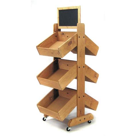 Double Sided Mobile Wood Bin Display Stand 21 14l X 29 12w X 64h