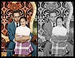 Hassan II with Princess Lalla Amina during the portrait session of the ...