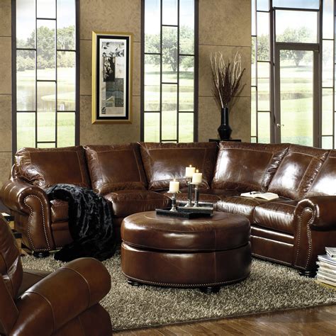 Usa Premium Leather 9455 Traditional Sectional With Paisley Embossed