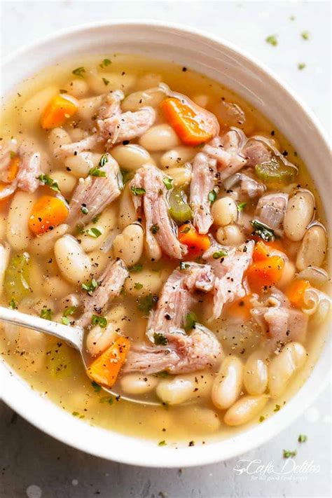 This ham and white bean soup recipe is hearty, delicious, healthy, and simple to make! Ham and Bean Soup (15 Minute Recipe) - Cafe Delites