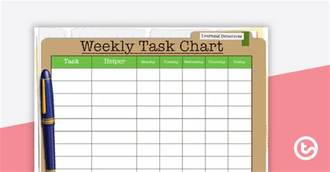 Learning Detectives Weekly Task Chart Teach Starter