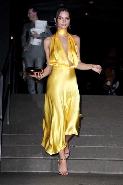 Emily Ratajkowski In A Yellow Dress Leaves Marc Jacobs Wedding