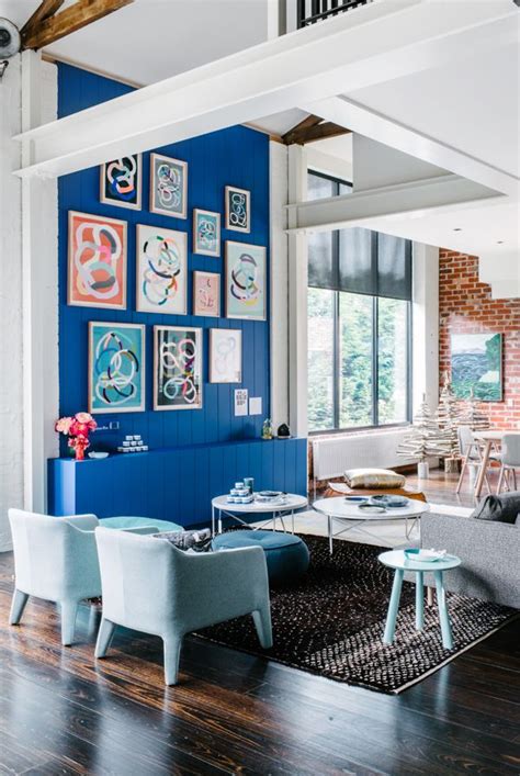 Mix And Match Art House Interior Blue Accent Walls Interior Design