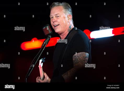 Metallicas Lead Singer James Hefield Plays Guitar During The Concert