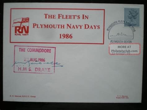 Marriott Naval Cover Signed Hms Drake Plymouth Navy Days 1986