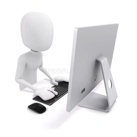 3d Man Working On Computer Stock Illustration Illustration Of Office