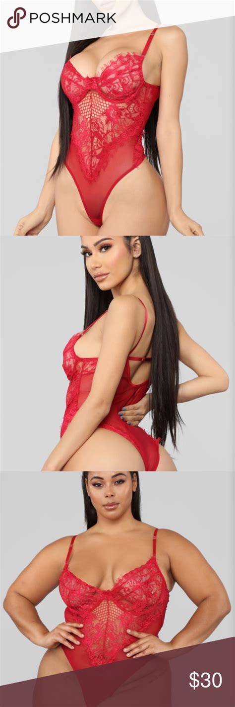 Fashion Nova Red Lace Bodysuit Brand New Never Worn Still In Packaging