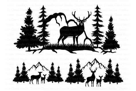 Deer And Mountains Svg Deer Bundle Animal Illustrations Creative