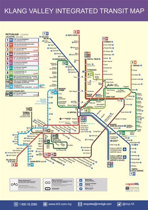 Malaysia railway links map rapid kuala lumpur city shuttle link map about kl sentral penang georgetown shuttle bus. Klang Valley Integrated Transit Map | LRT3