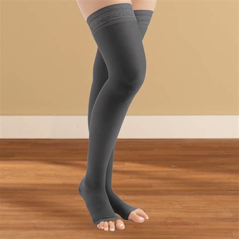Thigh High Compression Stockings Moderate Open Toe Collections Etc