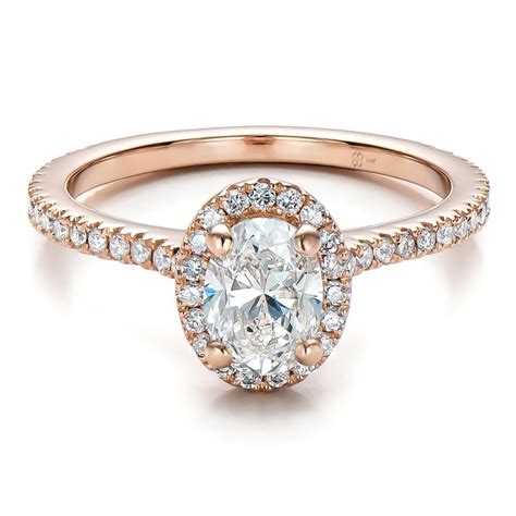 Custom Rose Gold And Diamond Halo Engagement Ring 100741 Bellevue