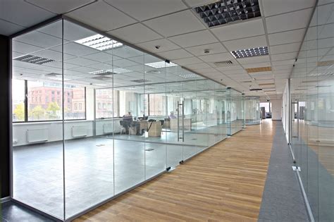 Powder Coated 12mm Glass Modular Office Partition Walls Frame Or