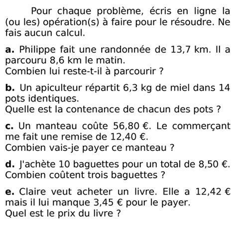 MathÉmatique 6e Année Exercices De Résolution De Problèmes