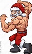 Strong cartoon Santa Claus showing off muscles. Vector clip art ...