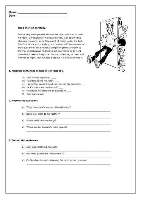 Present Simple Through Reading Iv My English Printable Worksheets