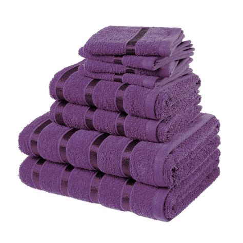 Boston 8pc Towel Bale Purple Plain Bale Set 5051346122067