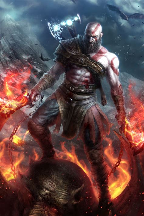 640x960 Kratos God Of War Art 4k Iphone 4 Iphone 4s Hd 4k Wallpapers