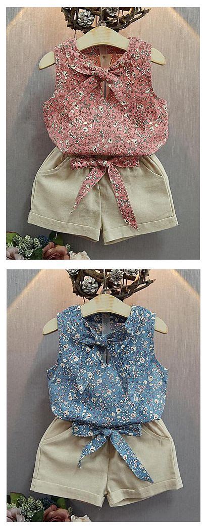 1299 Girls Clothing Set Sleeveless Blue Blushing Pink Floral