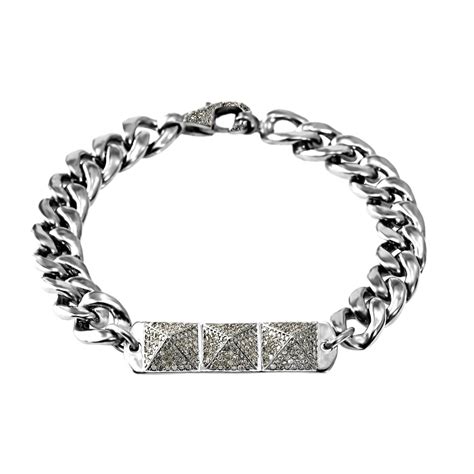 150ct Pavé Diamonds In 925 Sterling Silver Triangle Stud Curb Link Id