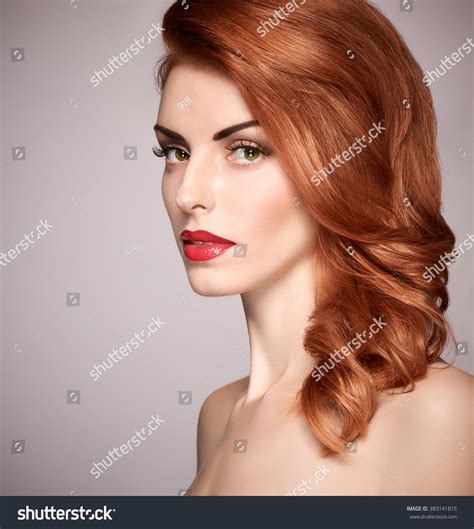 Beauty Fashion Portrait Nude Redhead Woman Stock Photo
