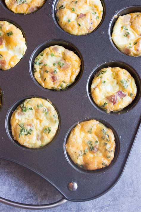 Mini Egg Cups With Bacon Cheddar And Chives Recipe Eggs In Muffin