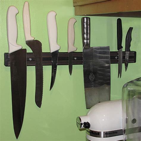 18 Black Magnetic Knife Rack With Hooks