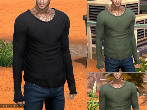 Darte77s Long Sleeve T Shirt Long Tee Shirts Sims 4 Male Clothes