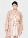 Rya Collection Plus Size Short Embroidered Lace Sheer Robe In Champagne ...