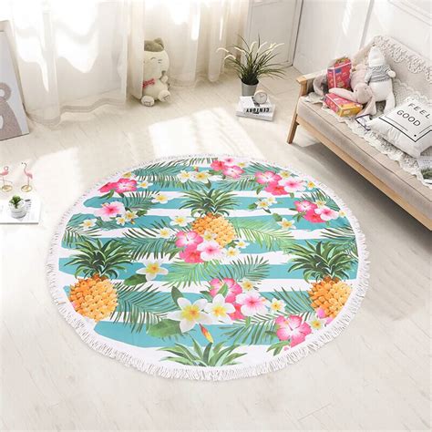 New Summer Large Microfiber Printed Round Beach Towels With Tassel