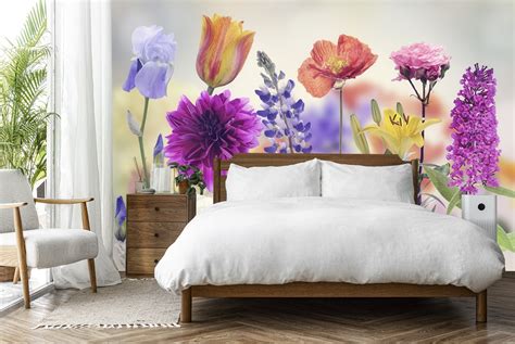 Vibrant Flowers Wall Mural Wallpaper