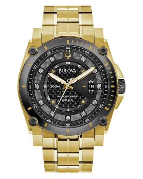 Bulova Precisionist Diamond Accent Gold Tone Stainless Steel Bracelet