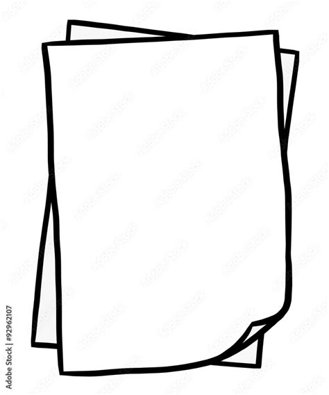 Two Blank Paper Cartoon Vector And Illustration Black And White