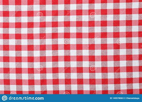Checkered Picnic Tablecloth As Background Stock Image Image Of
