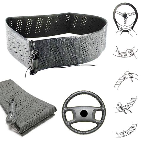 Grey Universal Steering Wheel Cover Lace On Cushion Grip Accessory Auto