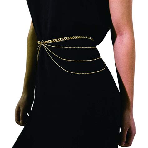 Women Metal Tassel Waist Chain Adjustable Gold Waist Chain Belt Waist